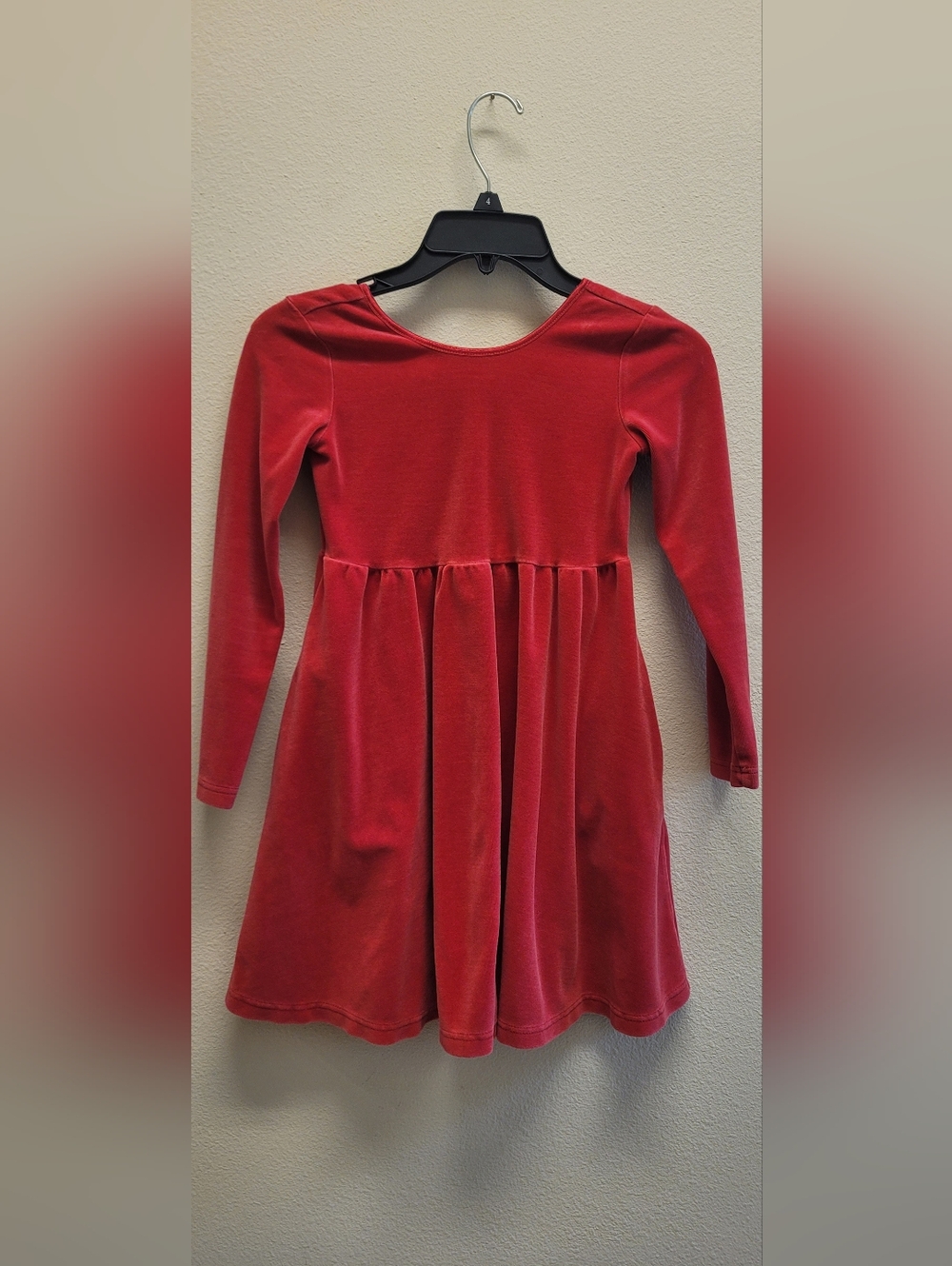 Hanna Andersson Girls' Red Velvet Long-Sleeve Dress 6 - Picture 2 of 5